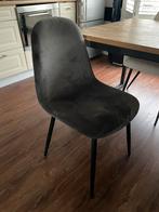 Grijze velours eetkamerstoel 4x, Ophalen, Gebruikt, Vier, Stof