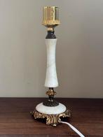 Vintage lamp wit marmer en messing, evt met originele kap, Ophalen of Verzenden