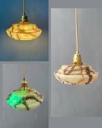 Prachtig Art Deco hanglampje van gemarmerd uranium glas., Huis en Inrichting, Lampen | Hanglampen, Ophalen of Verzenden, Gebruikt