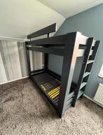 Handgemaakt stapelbed (of lattenbodems)vurenhout donkergrijs, Ophalen, Zo goed als nieuw, Stapelbed