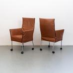 6 Montis Chaplin stoelen - kastanjebruin leer, Huis en Inrichting, Ophalen of Verzenden, Zo goed als nieuw, Bruin, Leer