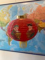 Chinese Vintage lampion lamp - rood en goud - hanglamp, Gebruikt, Ophalen of Verzenden, Chinees, Stof