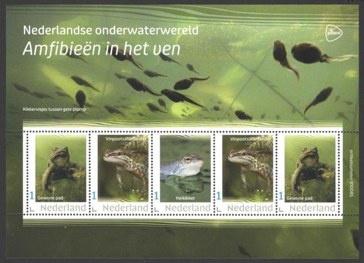 Nederlandse Onderwaterwereld: Amfibieen in de ven, Postzegels en Munten, Postzegels | Nederland, Postfris, Na 1940, Ophalen of Verzenden