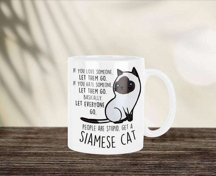 People are stupid, get a Siamees cat mok, Huis en Inrichting, Keuken | Servies, Nieuw, Kop(pen) en/of Schotel(s), Overige stijlen