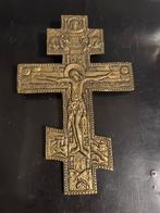 Russische orthodoxe crucifix, tsarentijd kruis, brons., Ophalen of Verzenden, Zo goed als nieuw, Sieraad, Christendom | Katholiek