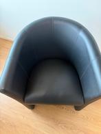 Mooie zwarte leren stoel, Huis en Inrichting, Fauteuils, Ophalen, Gebruikt, Minder dan 75 cm, Leer