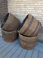 Whiskeyvat Eikenhouten Bloembak Plantenbak 100L, Tuin en Terras, Nieuw, Rond, Hout, 30 tot 60 cm