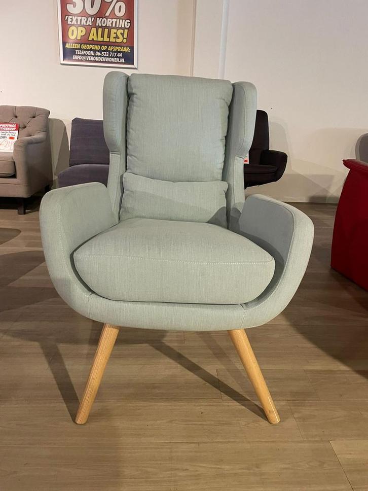 Fauteuil stoel stof met kussen blauw nieuw lounge seat, Huis en Inrichting, Fauteuils, Nieuw, Stof, Ophalen
