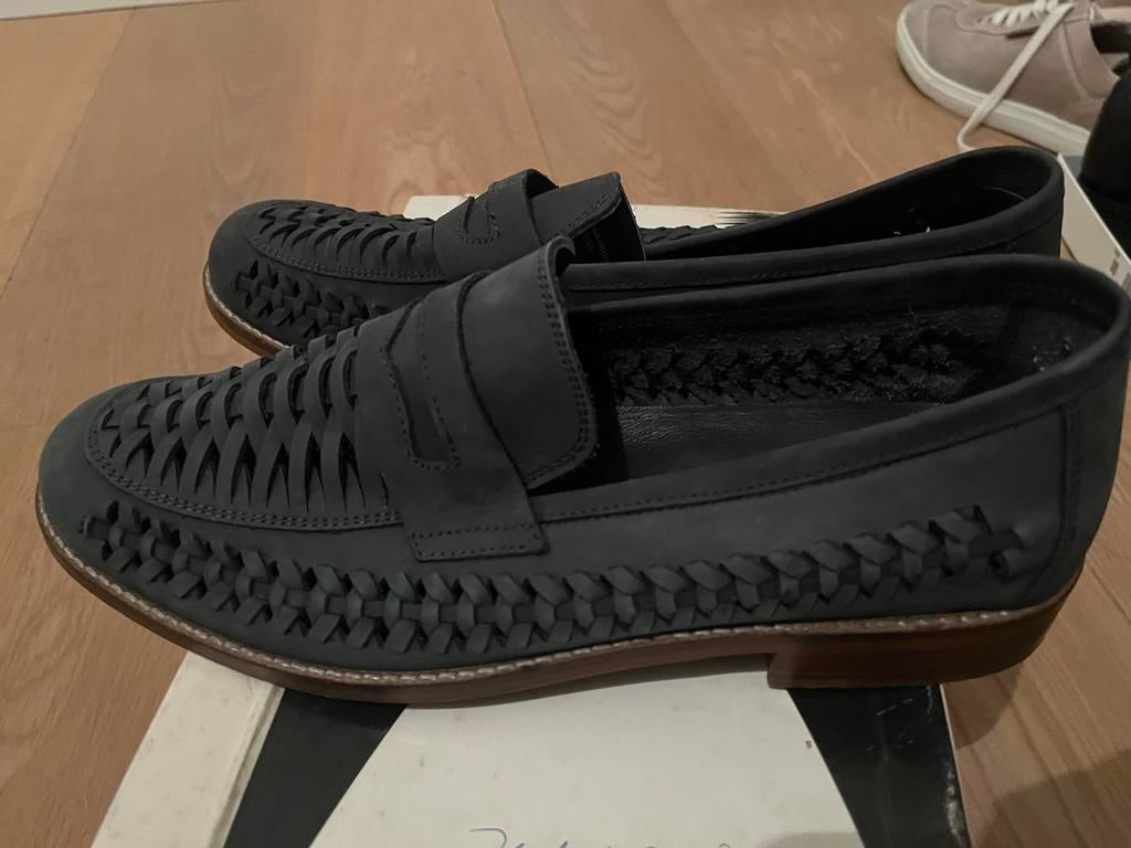 Dune London Loafers - Gedragen maat 43 donkerblauw leer, Kleding | Heren, Schoenen, Loafers, Blauw, Ophalen of Verzenden, Gedragen