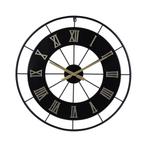 Wandklok 50 cm Zwart Metaal – Luxe Klassieke Klok, Ophalen of Verzenden, Nieuw, Wandklok