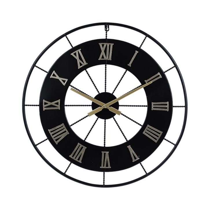 Wandklok 50 cm Zwart Metaal – Luxe Klassieke Klok, Huis en Inrichting, Woonaccessoires | Klokken, Nieuw, Wandklok, Ophalen of Verzenden