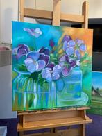 Kleurrijk schilderij viooltjes, Ophalen of Verzenden