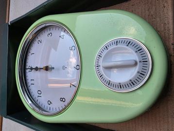 Vintage klok keukenklok wandklok Met uitneembare timer beschikbaar voor biedingen