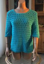 Zelf gehaakt blauw voorjaarstruitje maat L 42-44, Blauw, Ophalen of Verzenden, Zo goed als nieuw, Eigen ontwerp