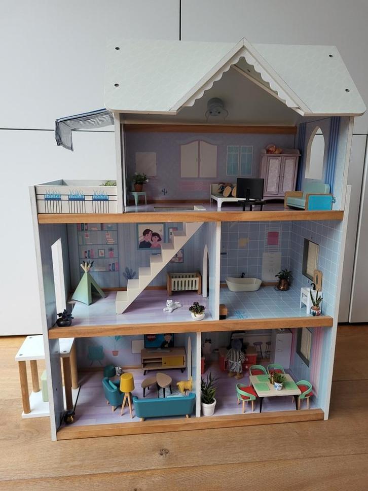 Leuk retro poppenhuis (78hx58b), Kinderen en Baby's, Speelgoed | Playmobil, Gebruikt, Ophalen