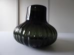 Vintage mega grote ribbel pompoen vaas zwart glas XXL, Zwart, Ophalen of Verzenden, Minder dan 50 cm, Glas