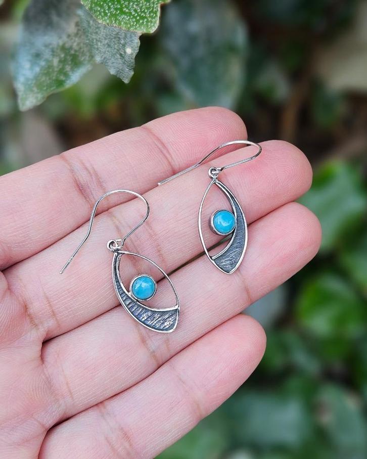 Larimar Oorhangers Zo - Echt Zilver, Sieraden, Tassen en Uiterlijk, Oorbellen, Nieuw, Hangers, Zilver, Zilver, Met edelsteen, Verzenden