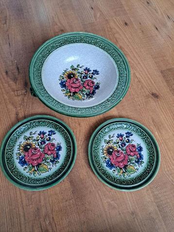 Vintage Keramiek Set met Bloemen beschikbaar voor biedingen