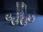 Boerenbont sapglazen met schenkkan, Huis en Inrichting, Keuken | Servies, Overige typen, Ophalen of Verzenden, Zo goed als nieuw