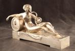 Bronzen Art Deco sculptuur met klok, Verzenden