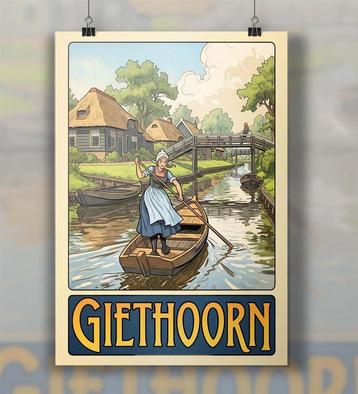 GIETHOORN vintage Reis Affiche Poster beschikbaar voor biedingen