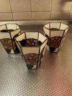 3 stuks glas in lood vintage/Retro waxinelichtjes/houders, Antiek en Kunst, Antiek | Vazen, Ophalen of Verzenden