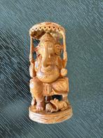 Houten ganesha-beeld, 23 cm groot, handgesneden houten ganes, Ophalen of Verzenden