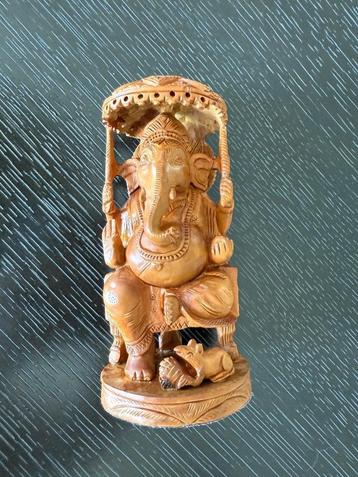 Houten ganesha-beeld, 23 cm groot, handgesneden houten ganes beschikbaar voor biedingen