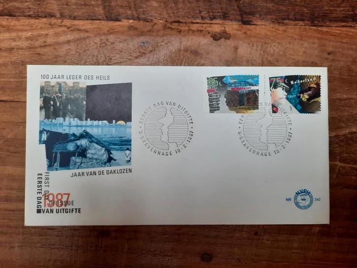Eerste Dag Enveloppe 1987 - Daklozen & Leger des Heils, Postzegels en Munten, Postzegels | Eerstedagenveloppen, Onbeschreven, Nederland