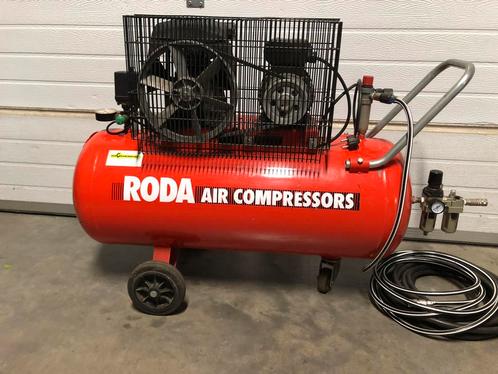 Roda type 80/2 compressor 100 L 2hp 220 volt + toebehoren, Doe-het-zelf en Verbouw, Compressors, Gebruikt, 6 tot 10 bar, 100 liter of meer
