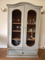 Prachtige brocante kledingkast of vitrinekast uit Frankrijk, Huis en Inrichting, Kasten | Overige, Ophalen, Gebruikt