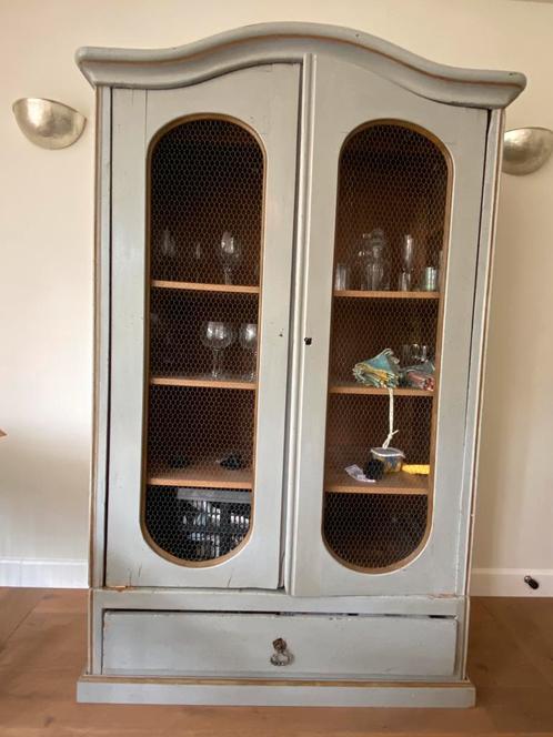 Prachtige brocante kledingkast of vitrinekast uit Frankrijk, Huis en Inrichting, Kasten | Overige, Gebruikt, Ophalen