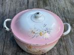 Vintage Emaille Pan met Deksel - Roze Bloemen, Antiek en Kunst, Antiek | Emaille, Ophalen of Verzenden