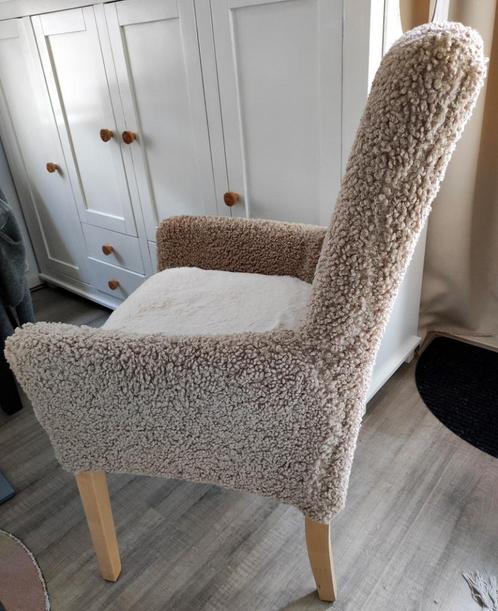 Teddy beige eetstoel, Huis en Inrichting, Stoelen, Zo goed als nieuw, Eén, Hout, Stof, Overige kleuren, Ophalen