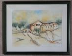 Aquarel door Thea ter Braak titel "Toscane" afm. 59x73cm, Ophalen of Verzenden