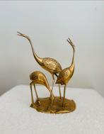 Vintage messing kraanvogels op voet antiek goudkleurig, Ophalen of Verzenden, Koper
