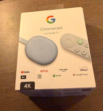Google Chromecast 4K grijs blauw in doos met google tv beschikbaar voor biedingen