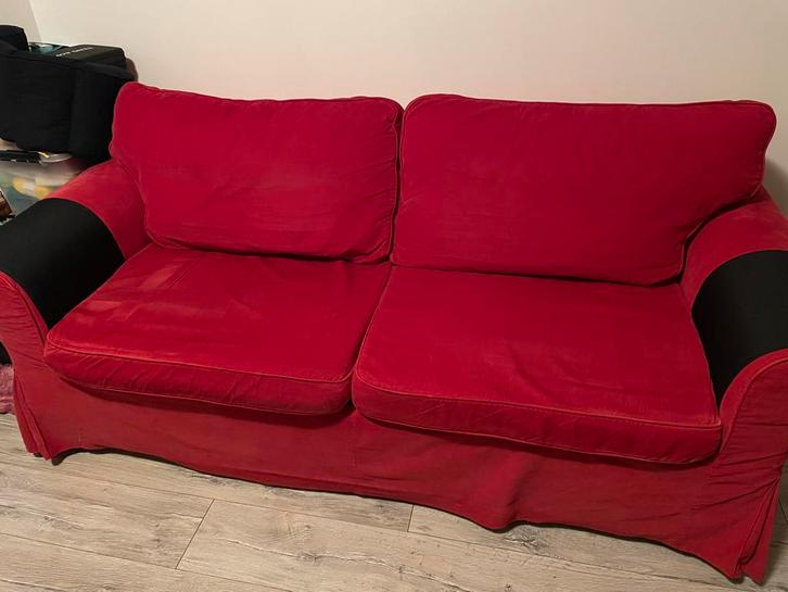 Ikea Ektorp slaapbank, Huis en Inrichting, Slaapkamer | Slaapbanken, Gebruikt, 140 cm, 200 cm, Tweepersoons, Rood, Ophalen
