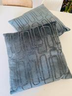 Colmore velours staalblauw Sierkussens Set van 2 - 45x45 cm, Ophalen of Verzenden, Zo goed als nieuw, Blauw, Vierkant