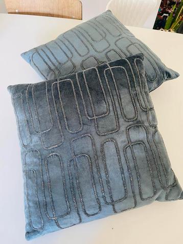 Colmore velours staalblauw Sierkussens Set van 2 - 45x45 cm beschikbaar voor biedingen