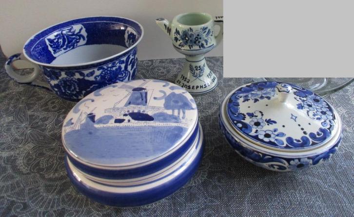 Delfts Blauw - schaaltje met deksel / kannetje / kom met oor, Antiek en Kunst, Curiosa en Brocante, Ophalen of Verzenden