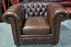 Chesterfield Springvale club fauteuil bruin leer + BEZORGING, Huis en Inrichting, Fauteuils, Gebruikt, ., Ophalen of Verzenden