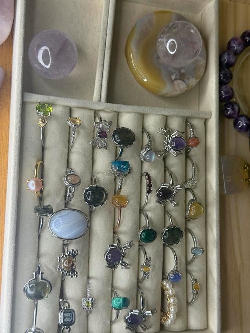 Edelstenen Ringen S925 Zilver en staal, Sieraden, Tassen en Uiterlijk, Ringen, Nieuw, Dame, 17 tot 18, Overige kleuren, Zilver