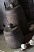 Houten voorraadpot L en XL, Huis en Inrichting, Woonaccessoires | Overige, Www.jufbrocante.nl, Www.jufbrocante.nl, Nieuw, Ophalen of Verzenden