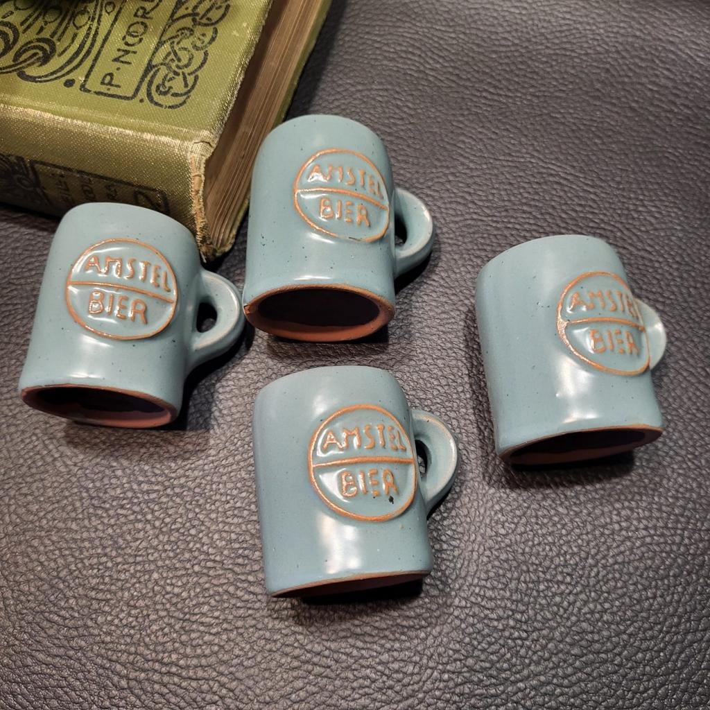 Amstel Mini Bierpullen - 4 Stuks, Verzamelen, Glas en Borrelglaasjes, Gebruikt, Bierglas, Ophalen of Verzenden