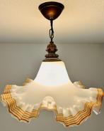 Franse Vintage Ruffled Opaline Hanglamp ca. 1960, Ophalen of Verzenden