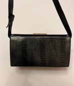 Vintage Barbara Milano tas Leer zwart groen goud Snake, Ophalen of Verzenden, Zo goed als nieuw, Zwart, Handtas
