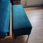 Petrol velvet bank met opbergruimte, Ophalen, Rechthoekig, 125 cm of meer, 125 cm of meer