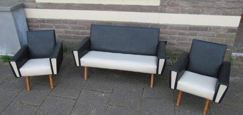 Vintage Kinder Bankstel Kindermeubilair Bank+ 2 Stoelen 50's, Huis en Inrichting, Banken | Bankstellen, Gebruikt, Ophalen