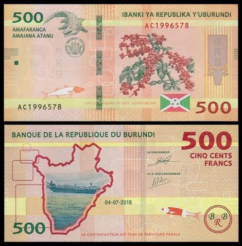 Burundi 2018/2021, 5 nieuwste biljetten (UNC)., Postzegels en Munten, Bankbiljetten | Afrika, Setje, Burundi, Verzenden